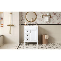 VanityFus 24-in White Bathroom Vanity Undermount Single Sink Combo with 1 Soft Close with Ceramic Top 2 Drawers Adjustable Shelves