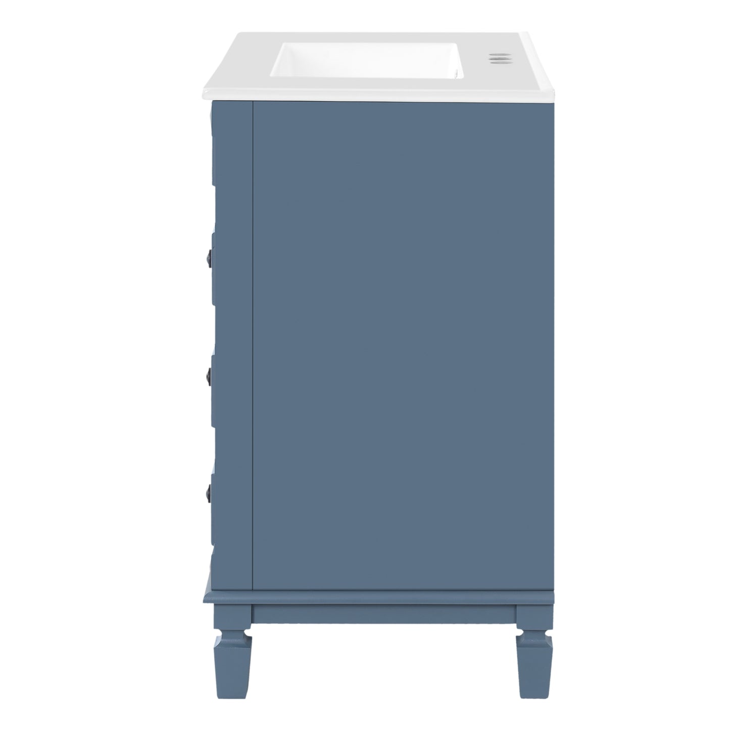 VanityFus 30-in Blue Bathroom Vanity Undermount Single Sink Combo with 1 Soft Close with Ceramic Top 2 Drawers Adjustable Shelves