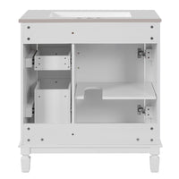 VanityFus 30-in White Bathroom Vanity Undermount Single Sink Combo with 1 Soft Close with Ceramic Top 2 Drawers Adjustable Shelves
