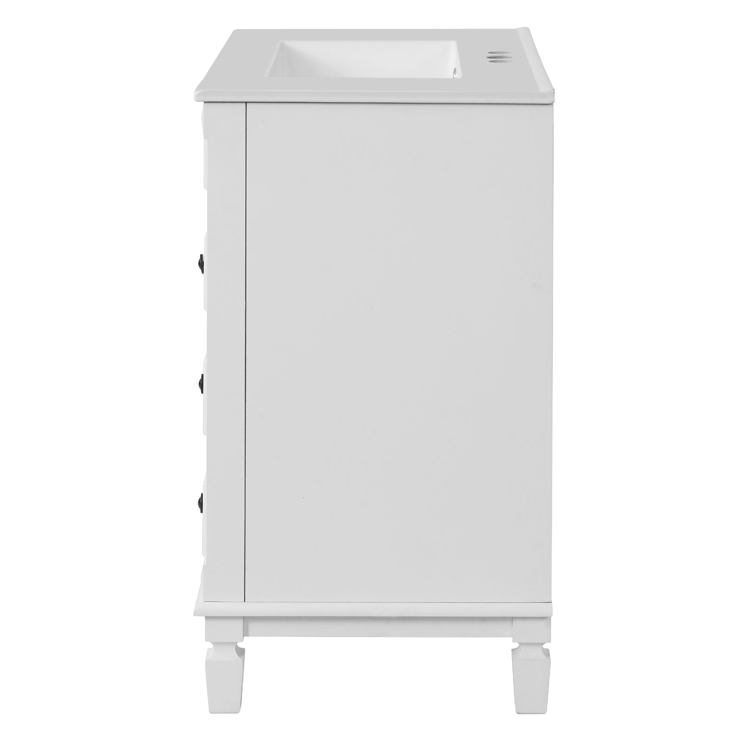 VanityFus 30-in White Bathroom Vanity Undermount Single Sink Combo with 1 Soft Close with Ceramic Top 2 Drawers Adjustable Shelves