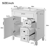 VanityFus 30-in White Bathroom Vanity Undermount Single Sink Combo with 1 Soft Close with Ceramic Top 2 Drawers Adjustable Shelves
