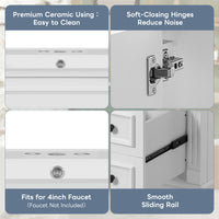 VanityFus 30-in White Bathroom Vanity Undermount Single Sink Combo with 1 Soft Close with Ceramic Top 2 Drawers Adjustable Shelves