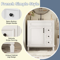 VanityFus 30-in White Bathroom Vanity Undermount Single Sink Combo with 1 Soft Close with Ceramic Top 2 Drawers Adjustable Shelves