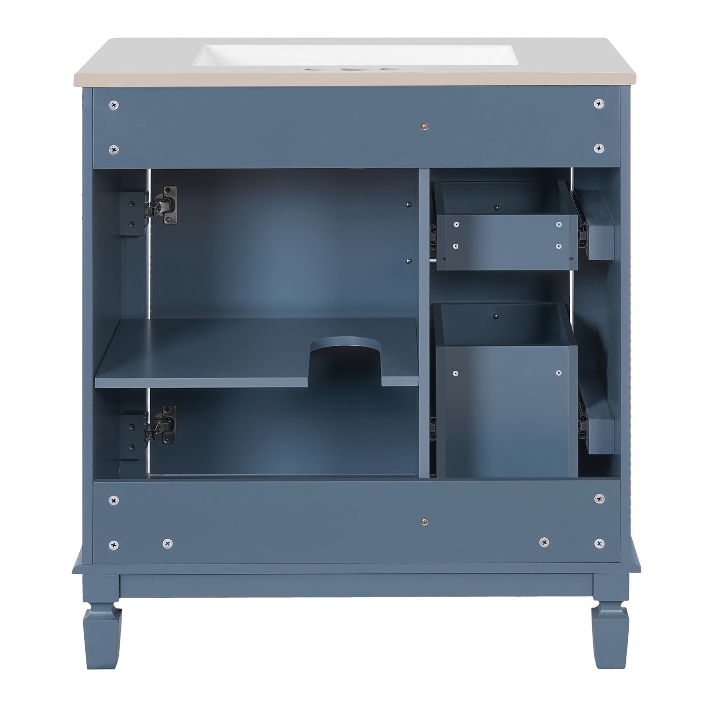 VanityFus 30-in Blue Bathroom Vanity Undermount Single Sink Combo with 1 Soft Close with Ceramic Top 2 Drawers Adjustable Shelves