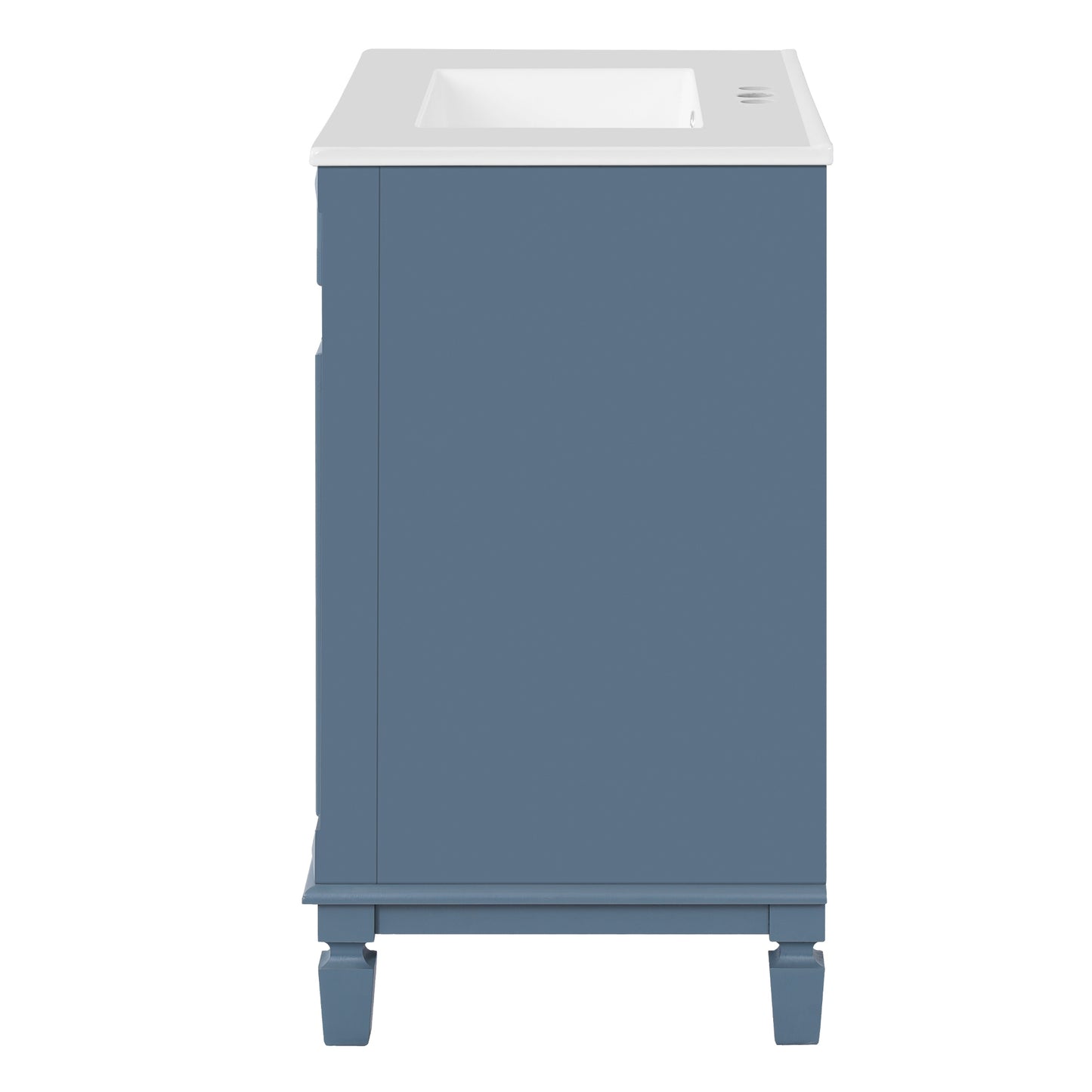 VanityFus 30-in Blue Bathroom Vanity Undermount Single Sink Combo with 1 Soft Close with Ceramic Top 2 Drawers Adjustable Shelves