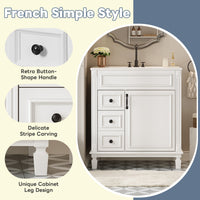 VanityFus 30-in White Bathroom Vanity Undermount Single Sink Combo with 1 Soft Close with Ceramic Top 2 Drawers Adjustable Shelves