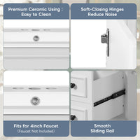 VanityFus 30-in White Bathroom Vanity Undermount Single Sink Combo with 1 Soft Close with Ceramic Top 2 Drawers Adjustable Shelves