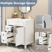VanityFus 30-in White Bathroom Vanity Undermount Single Sink Combo with 1 Soft Close with Ceramic Top 2 Drawers Adjustable Shelves