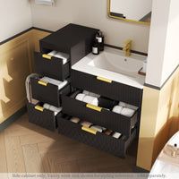 VanityFus Black 12-in W x 26.3-in H x 17.7-in D 3-Drawer Wall-mount Cabinet Banks