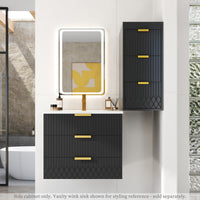 VanityFus Black 12-in W x 26.3-in H x 17.7-in D 3-Drawer Wall-mount Cabinet Banks