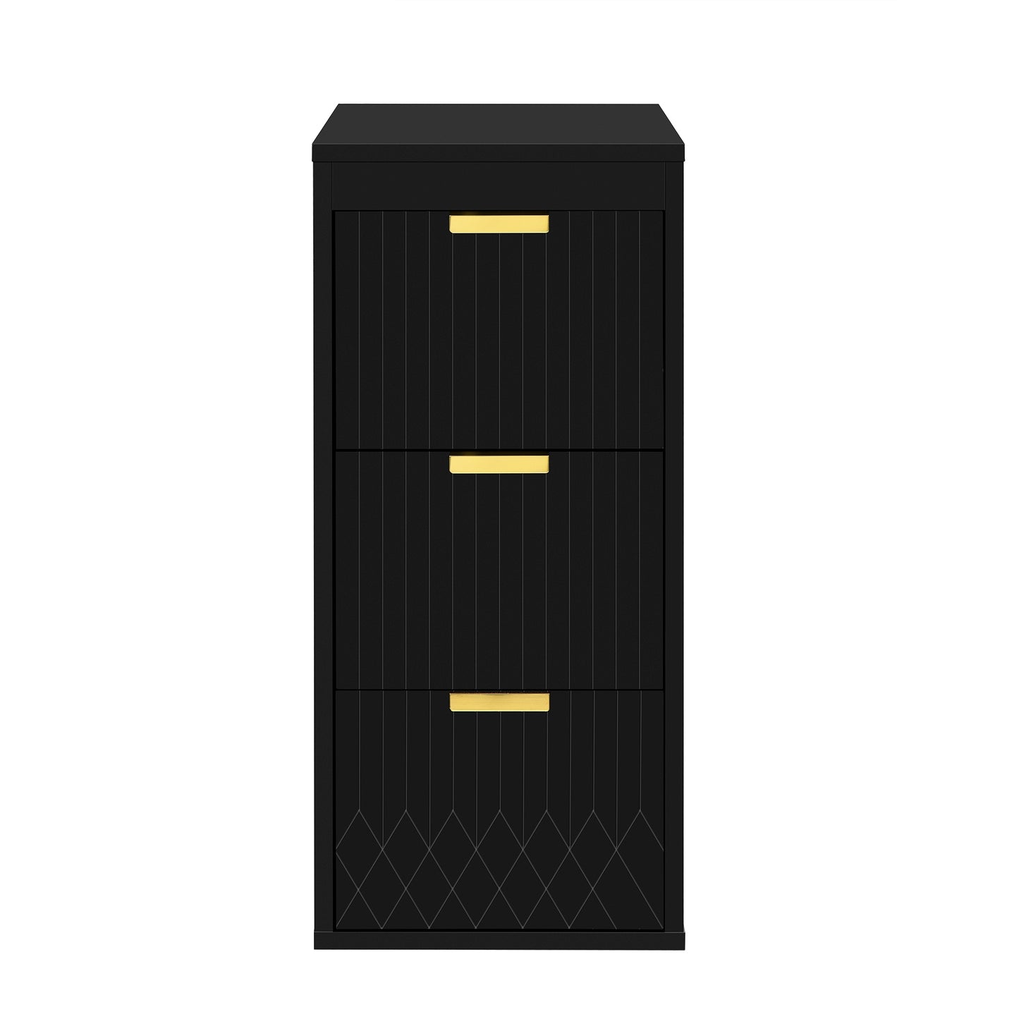 VanityFus Black 12-in W x 26.3-in H x 17.7-in D 3-Drawer Wall-mount Cabinet Banks