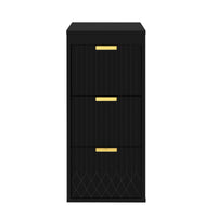 VanityFus Black 12-in W x 26.3-in H x 17.7-in D 3-Drawer Wall-mount Cabinet Banks