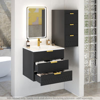 VanityFus Black 12-in W x 26.3-in H x 17.7-in D 3-Drawer Wall-mount Cabinet Banks