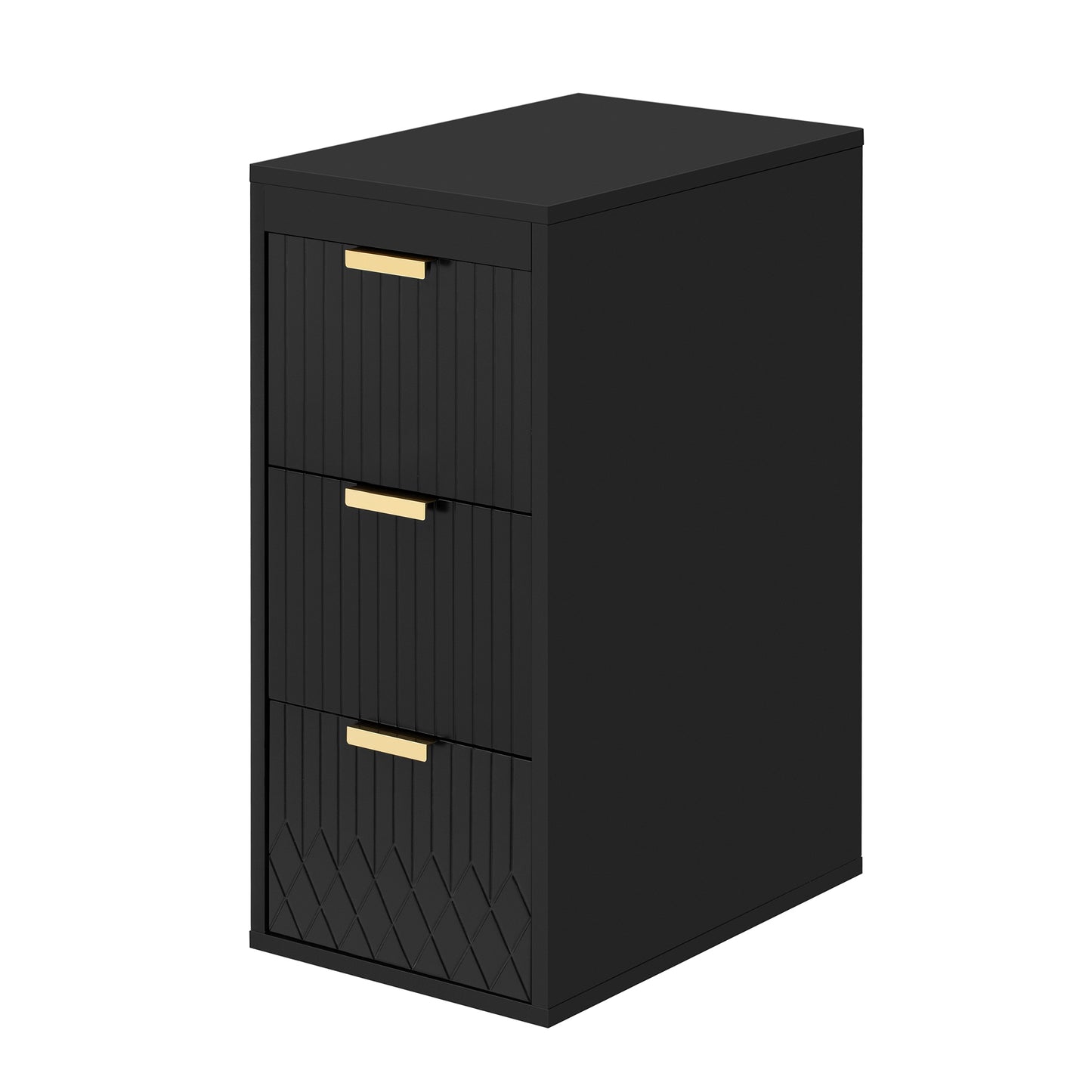 VanityFus Black 12-in W x 26.3-in H x 17.7-in D 3-Drawer Wall-mount Cabinet Banks