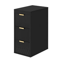 VanityFus Black 12-in W x 26.3-in H x 17.7-in D 3-Drawer Wall-mount Cabinet Banks