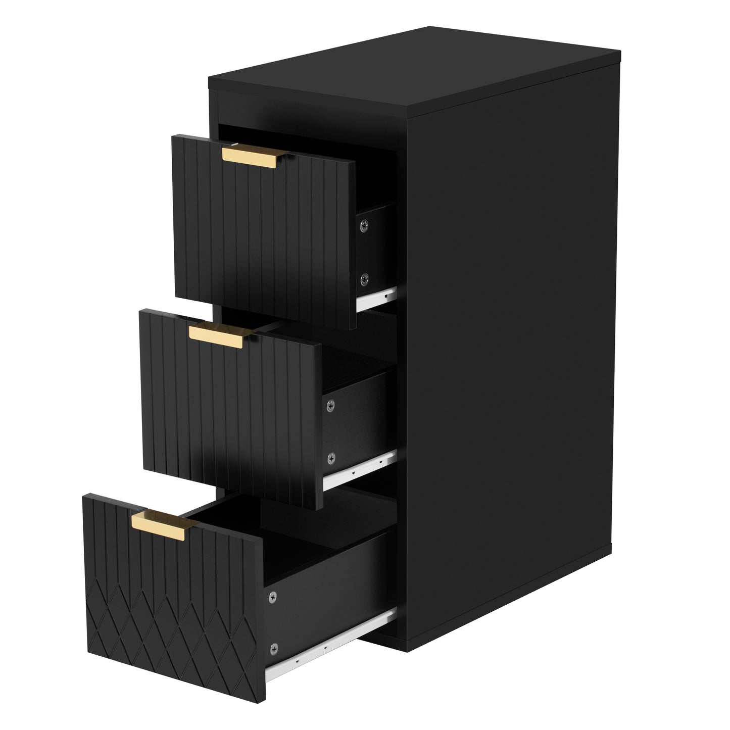 VanityFus Black 12-in W x 26.3-in H x 17.7-in D 3-Drawer Wall-mount Cabinet Banks