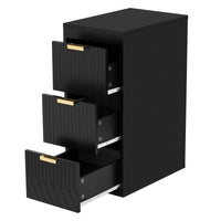 VanityFus Black 12-in W x 26.3-in H x 17.7-in D 3-Drawer Wall-mount Cabinet Banks