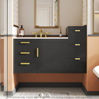 VanityFus Black 12-in W x 26.3-in H x 17.7-in D 3-Drawer Wall-mount Cabinet Banks