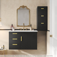 VanityFus Black 12-in W x 26.3-in H x 17.7-in D 3-Drawer Wall-mount Cabinet Banks