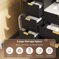 VanityFus Black 12-in W x 26.3-in H x 17.7-in D 3-Drawer Wall-mount Cabinet Banks