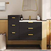 VanityFus Black 12-in W x 26.3-in H x 17.7-in D 3-Drawer Wall-mount Cabinet Banks