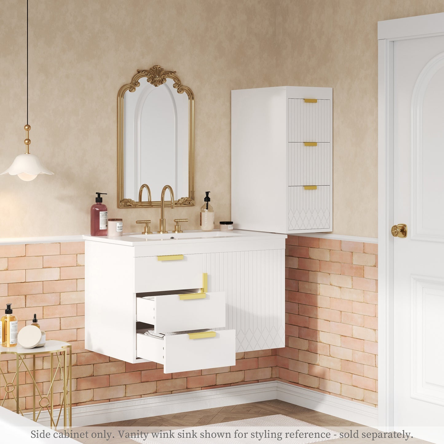 VanityFus White 12-in W x 26.3-in H x 17.7-in D 3-Drawer Wall-mount Cabinet Banks