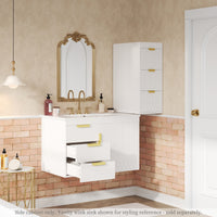 VanityFus White 12-in W x 26.3-in H x 17.7-in D 3-Drawer Wall-mount Cabinet Banks