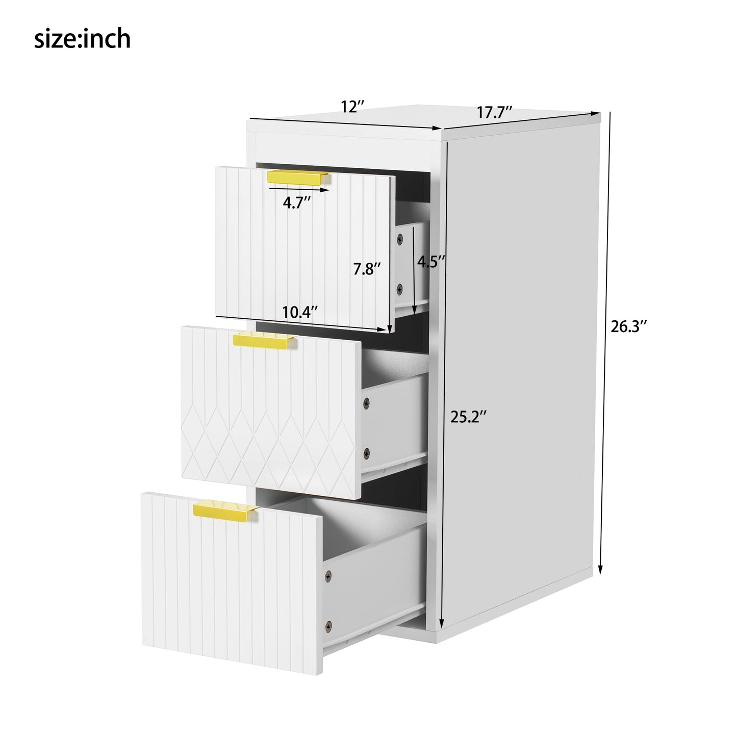 VanityFus White 12-in W x 26.3-in H x 17.7-in D 3-Drawer Wall-mount Cabinet Banks