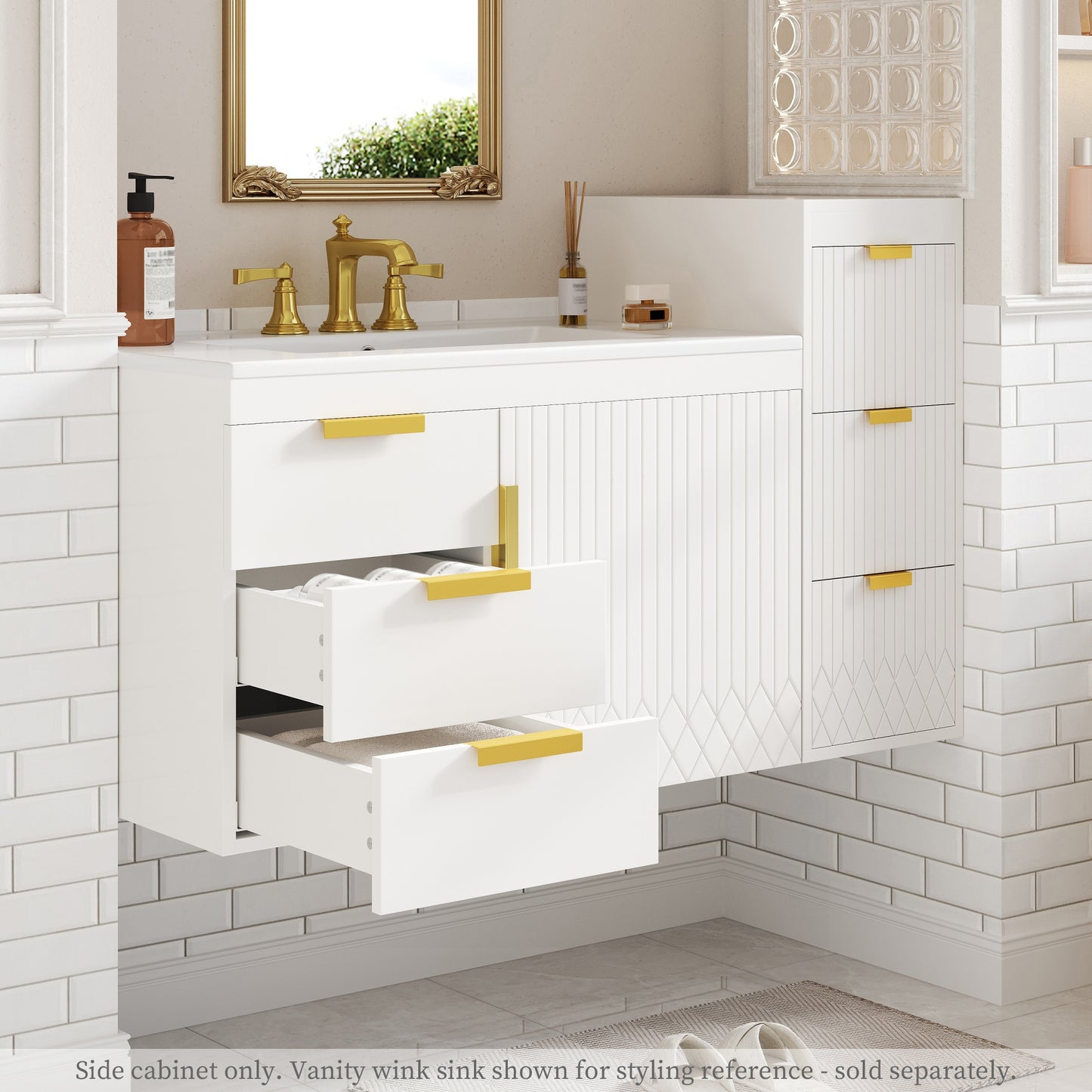 VanityFus White 12-in W x 26.3-in H x 17.7-in D 3-Drawer Wall-mount Cabinet Banks