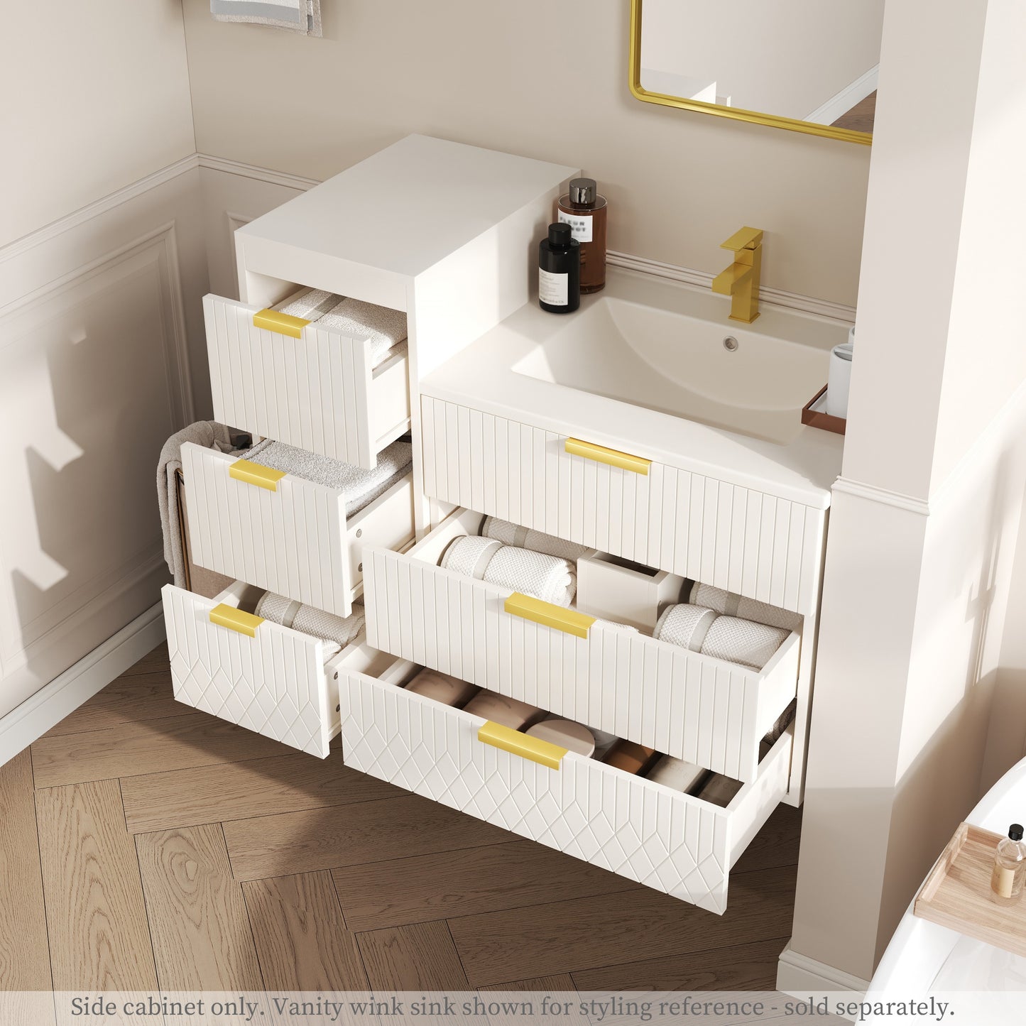 VanityFus White 12-in W x 26.3-in H x 17.7-in D 3-Drawer Wall-mount Cabinet Banks