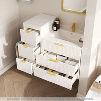 VanityFus White 12-in W x 26.3-in H x 17.7-in D 3-Drawer Wall-mount Cabinet Banks