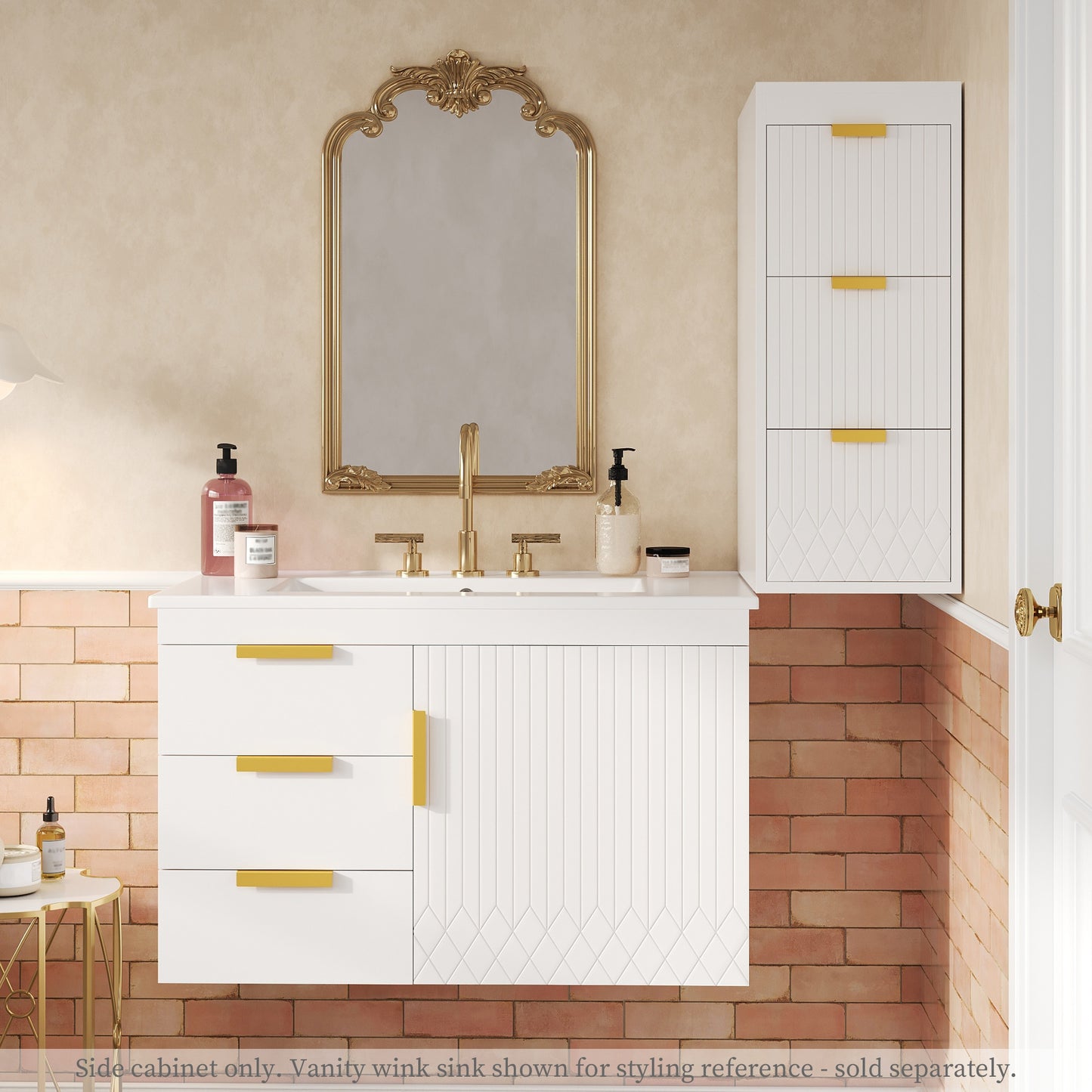 VanityFus White 12-in W x 26.3-in H x 17.7-in D 3-Drawer Wall-mount Cabinet Banks