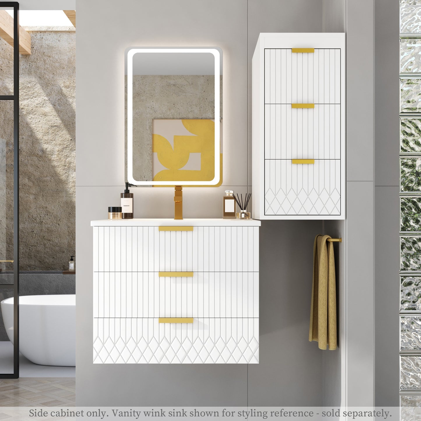 VanityFus White 12-in W x 26.3-in H x 17.7-in D 3-Drawer Wall-mount Cabinet Banks
