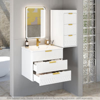 VanityFus White 12-in W x 26.3-in H x 17.7-in D 3-Drawer Wall-mount Cabinet Banks