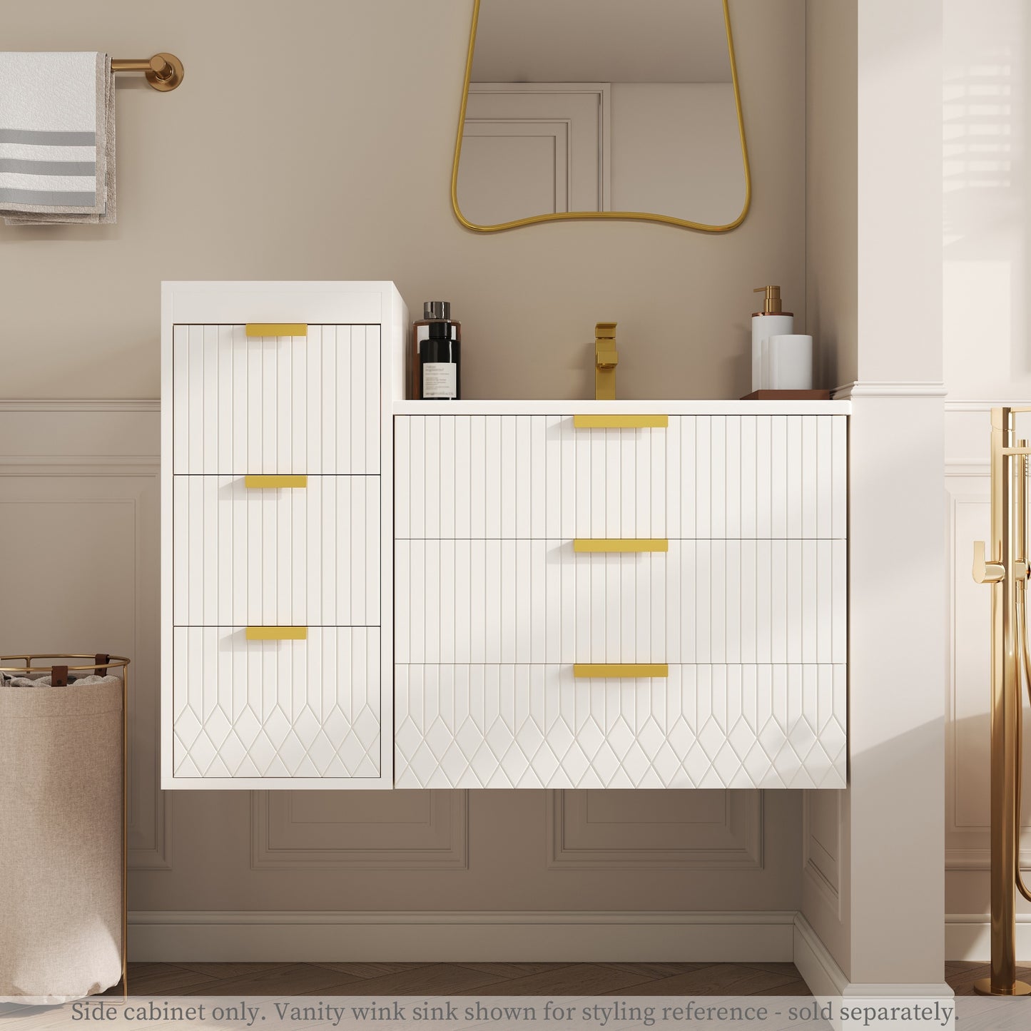 VanityFus White 12-in W x 26.3-in H x 17.7-in D 3-Drawer Wall-mount Cabinet Banks