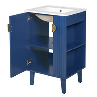 VanityFus 20.3-in Blue Single Sink Bathroom Vanity with Ceramic Top Undermount 1 Soft-Closing Door