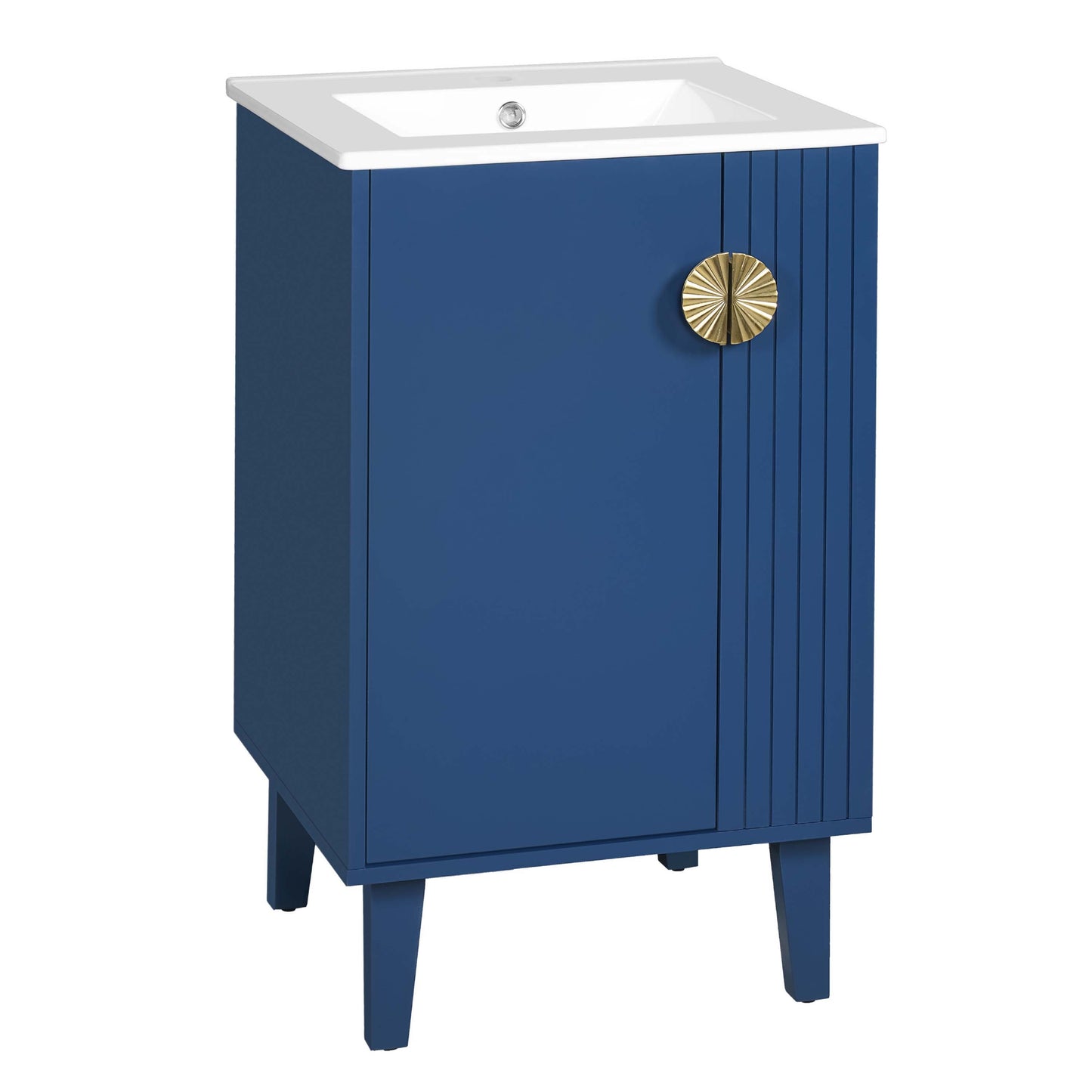 VanityFus 20.3-in Blue Single Sink Bathroom Vanity with Ceramic Top Undermount 1 Soft-Closing Door