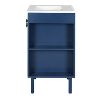VanityFus 20.3-in Blue Single Sink Bathroom Vanity with Ceramic Top Undermount 1 Soft-Closing Door