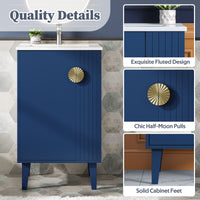 VanityFus 20.3-in Blue Single Sink Bathroom Vanity with Ceramic Top Undermount 1 Soft-Closing Door