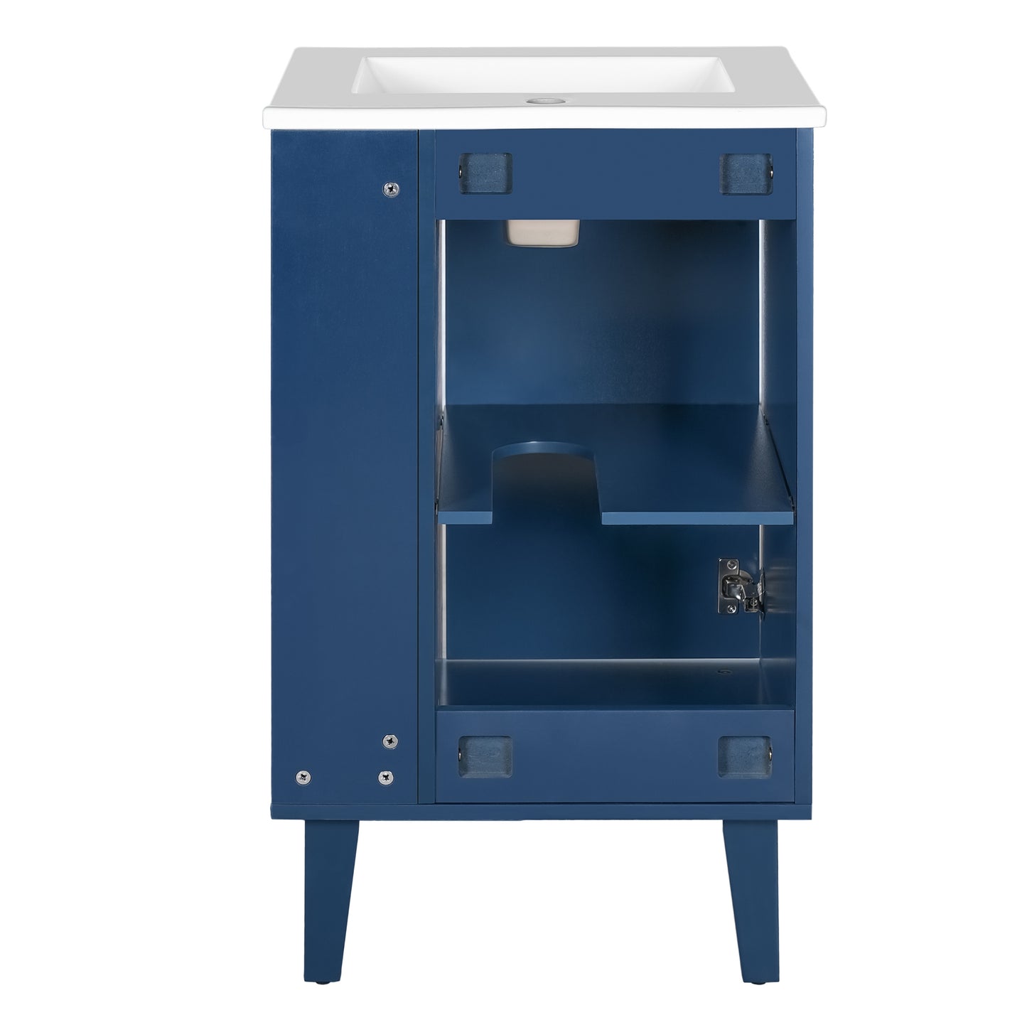 VanityFus 20.3-in Blue Single Sink Bathroom Vanity with Ceramic Top Undermount 1 Soft-Closing Door