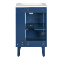 VanityFus 20.3-in Blue Single Sink Bathroom Vanity with Ceramic Top Undermount 1 Soft-Closing Door