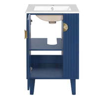 VanityFus 20.3-in Blue Single Sink Bathroom Vanity with Ceramic Top Undermount 1 Soft-Closing Door