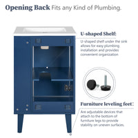 VanityFus 20.3-in Blue Single Sink Bathroom Vanity with Ceramic Top Undermount 1 Soft-Closing Door