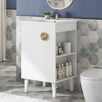 VanityFus 20.3-in White Single Sink Bathroom Vanity with Ceramic Top Undermount 1 Soft-Closing Door
