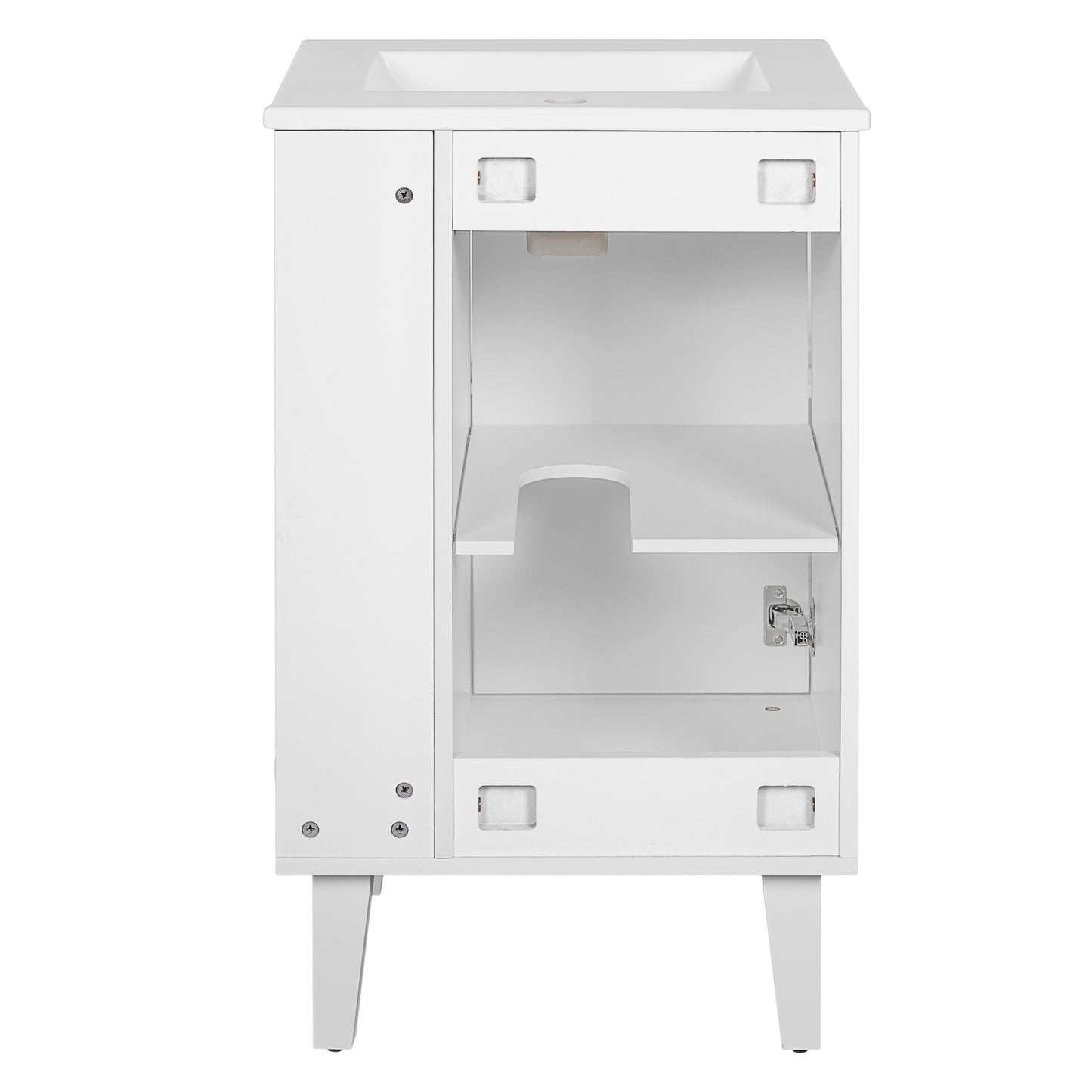 VanityFus 20.3-in White Single Sink Bathroom Vanity with Ceramic Top Undermount 1 Soft-Closing Door
