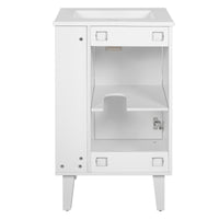 VanityFus 20.3-in White Single Sink Bathroom Vanity with Ceramic Top Undermount 1 Soft-Closing Door