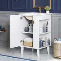 VanityFus 20.3-in White Single Sink Bathroom Vanity with Ceramic Top Undermount 1 Soft-Closing Door