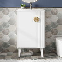 VanityFus 20.3-in White Single Sink Bathroom Vanity with Ceramic Top Undermount 1 Soft-Closing Door