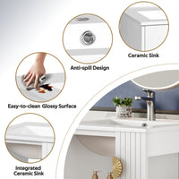 VanityFus 20.3-in White Single Sink Bathroom Vanity with Ceramic Top Undermount 1 Soft-Closing Door