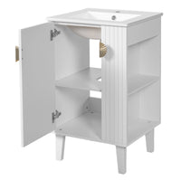 VanityFus 20.3-in White Single Sink Bathroom Vanity with Ceramic Top Undermount 1 Soft-Closing Door